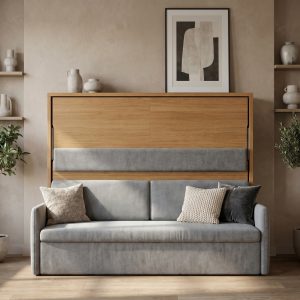 Modernes Schrankbett mit Sofa Metropole Horizontal im Interior Design mit Holzfront