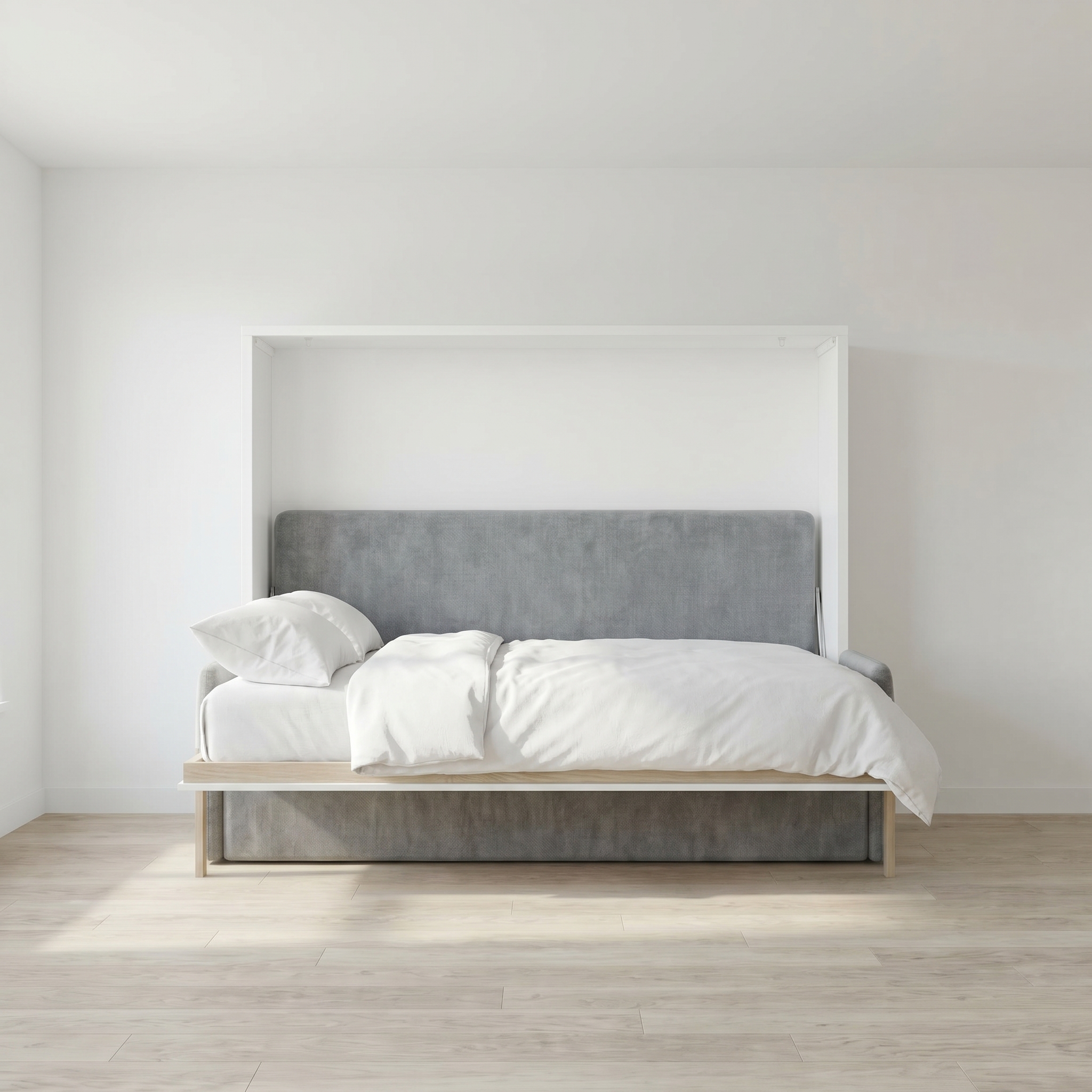 Horizontales Wandbett mit Sofa Metropole komplett fertig bezogen mit Bettwäsche