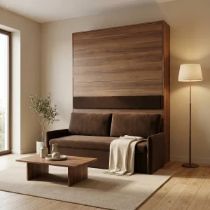 Luxuriöses Wohnzimmer-Interieur mit dem Schrankbett-Sofa Betty von lovva
